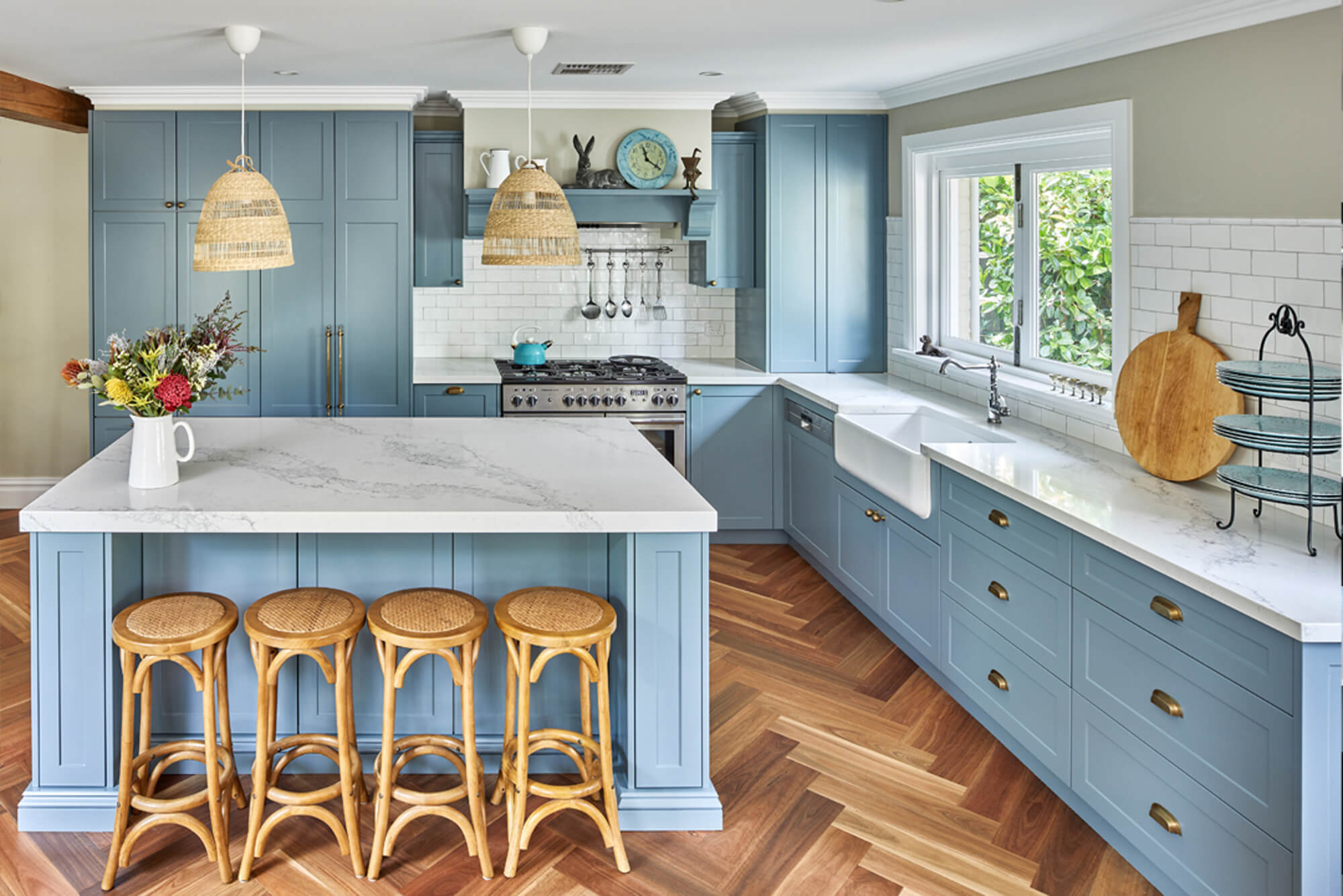 Pastel Blue kitchen cabinets