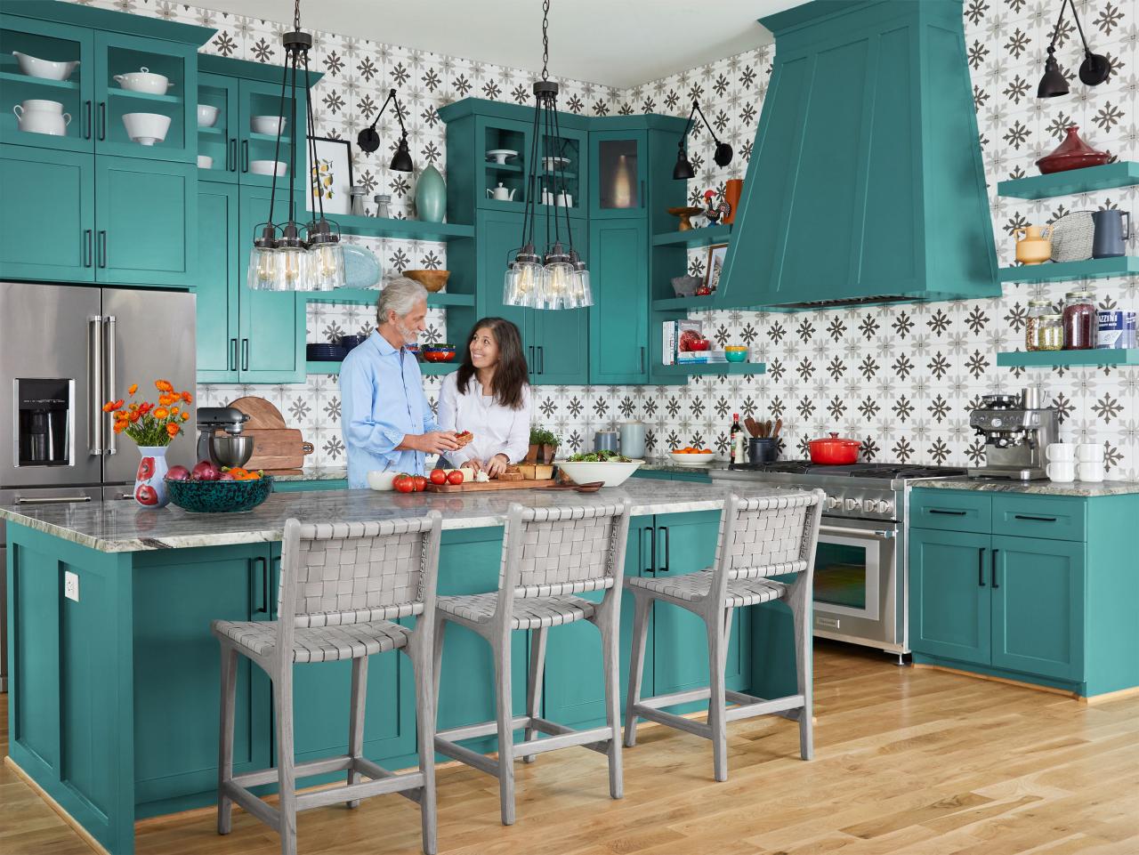 Teal Blue kitchen cabinets