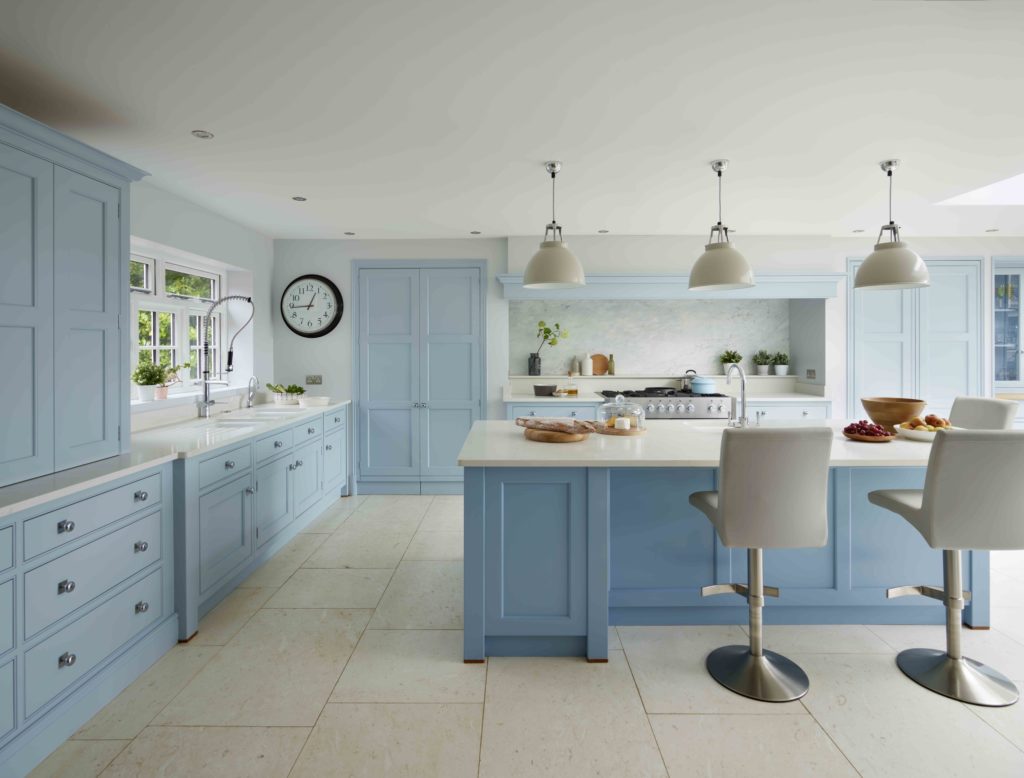 sky blue kitchen cabinets